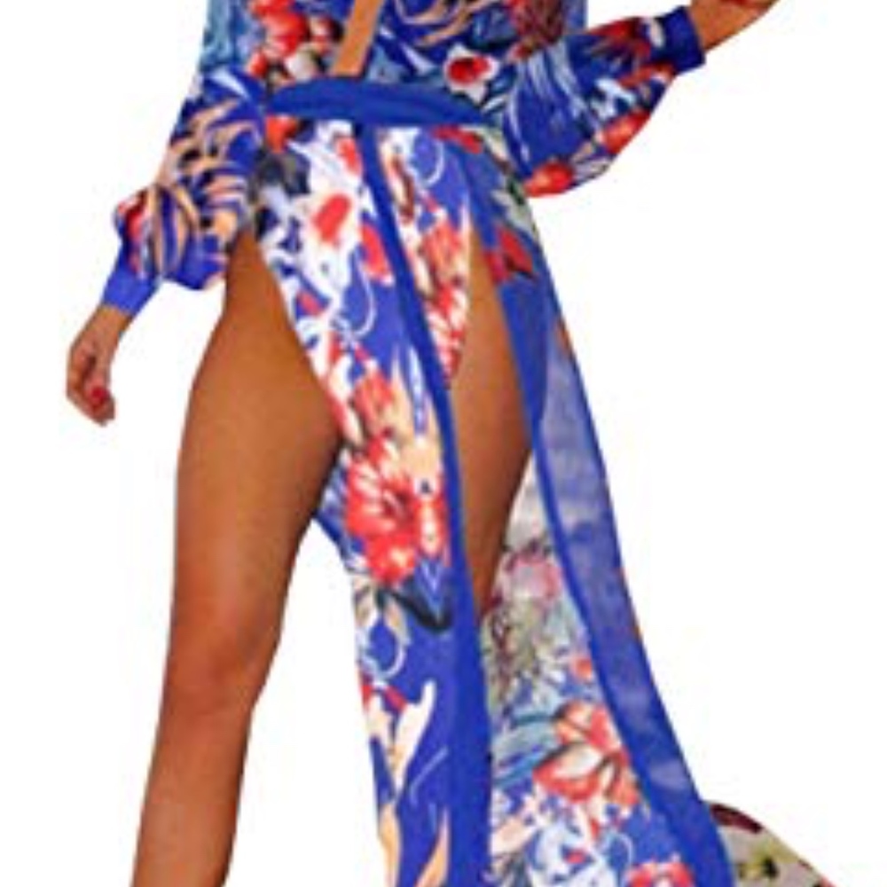 Summer Boho Long Maxi Chiffon Print Flower (M)